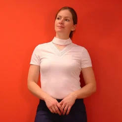 Polos Et Chemises*Equithème - Polo manches courtes concours Valence blanc