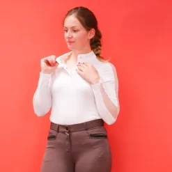 Clearance - Polo manches longues Pékin blanc Polos Et Chemises