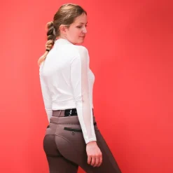 Clearance - Polo manches longues Pékin blanc Polos Et Chemises