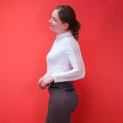 Clearance - Polo manches longues Pékin blanc Polos Et Chemises