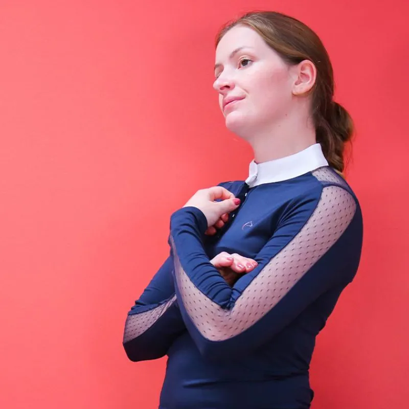 Polos Et Chemises*Equithème - Polo manches longues Pekin marine