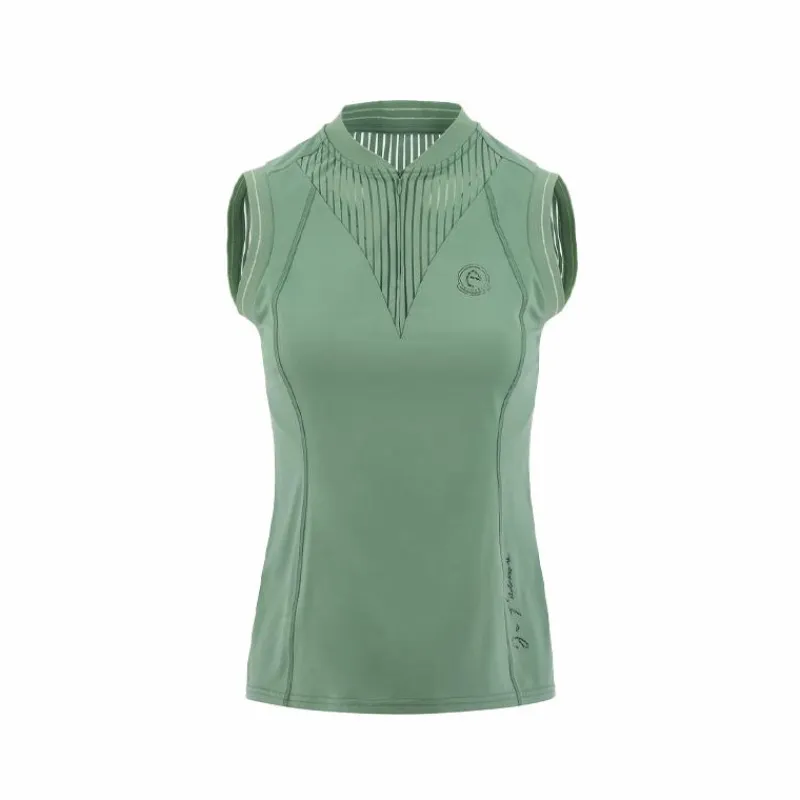 Polos Et Chemises*Equithème - Polo sans manches femme Margot édition Je t'aime sauge Vert