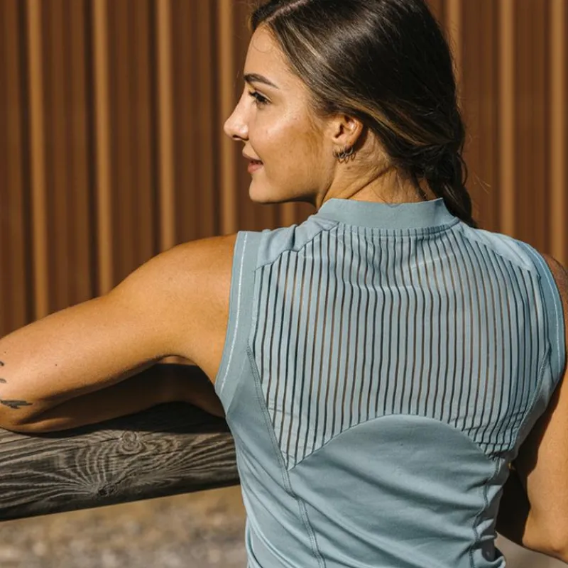 Polos Et Chemises*Equithème - Polo sans manches femme Margot édition Je t'aime sauge Vert