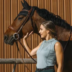 Polos Et Chemises*Equithème - Polo sans manches femme Margot édition Je t'aime sauge Vert