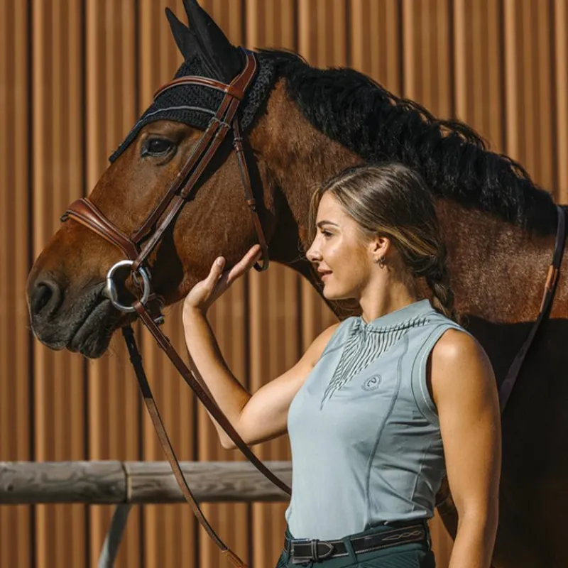 Polos Et Chemises*Equithème - Polo sans manches femme Margot édition Je t'aime sauge Vert