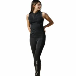 Polos Et Chemises*Equithème - Polo sans manches femme Margot édition Je t'aime Noir