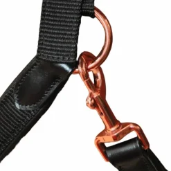 Licols En Nylon*Flags & Cup - Licol cheval nylon et cuir noir / gold Rose