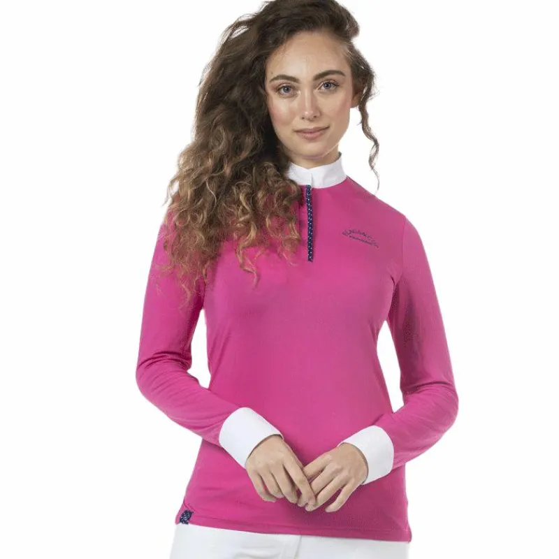 Online - Polo manches longues femme Clorinda fuchsia Polos Et Chemises