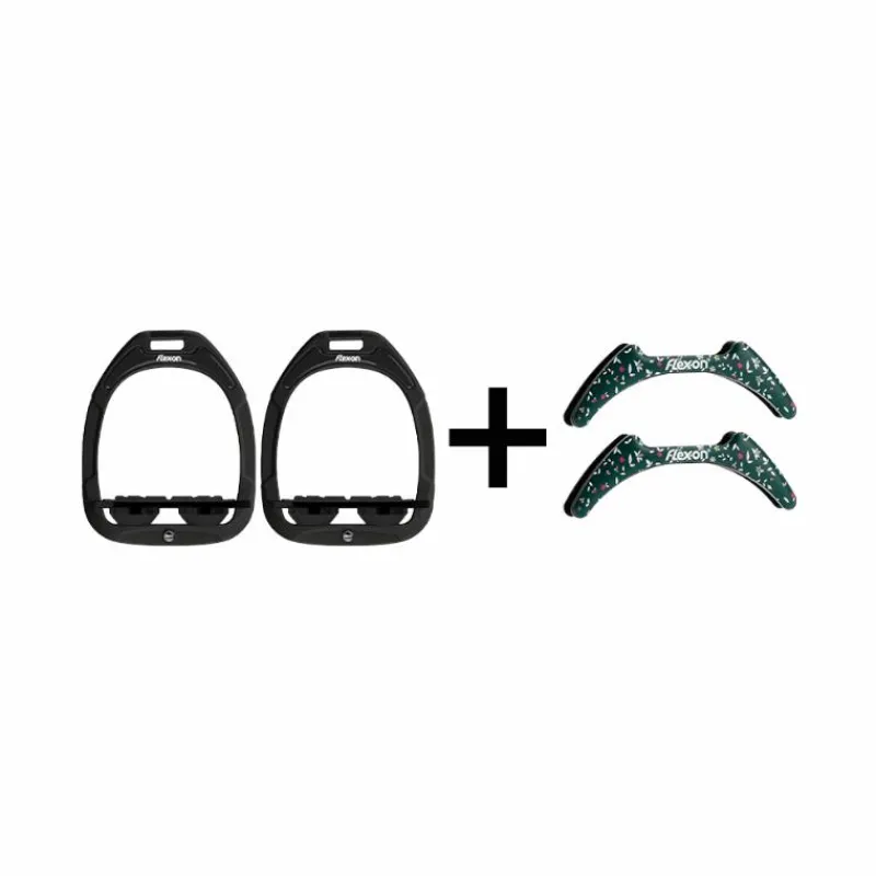 Étriers Classiques*Flex On - Pack Étriers GC plat grip / / + Stickers Cottage vert Noir