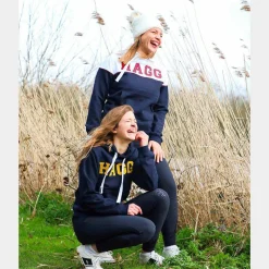 Outlet - Sweat hoodie à capuche blanc / marine Enfant Pulls Et Gilets|Pulls Et Gilets