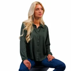 Polos Et Chemises*Harcour - Chemise manches longues femme Sharly kaki Vert