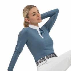 Polos Et Chemises*Harcour - Polo de concours manches longues femme Pannie lavande Bleu