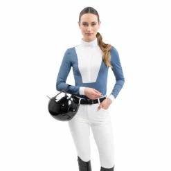 Polos Et Chemises*Harcour - Polo de concours manches longues femme Coco steel blue Bleu