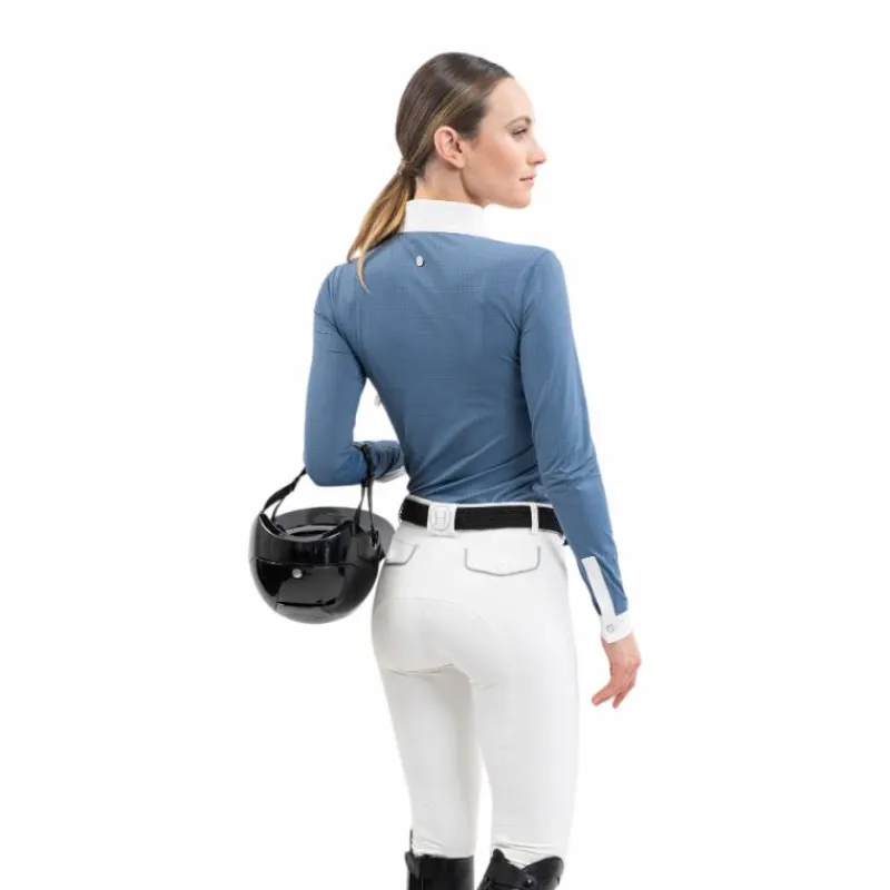 Polos Et Chemises*Harcour - Polo de concours manches longues femme Coco steel blue Bleu