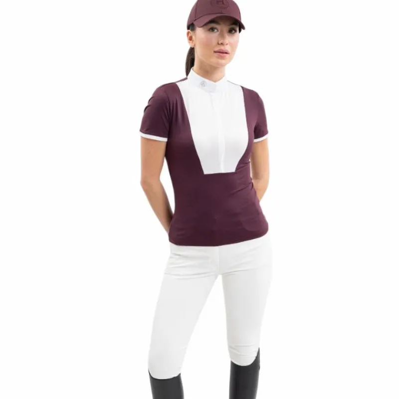 Polos Et Chemises*Harcour - Polo de concours manches courtes femme Shine aubergine Bordeaux