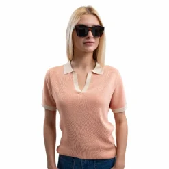 Online - Polo manches courtes femme Peach abricot Polos Et Chemises