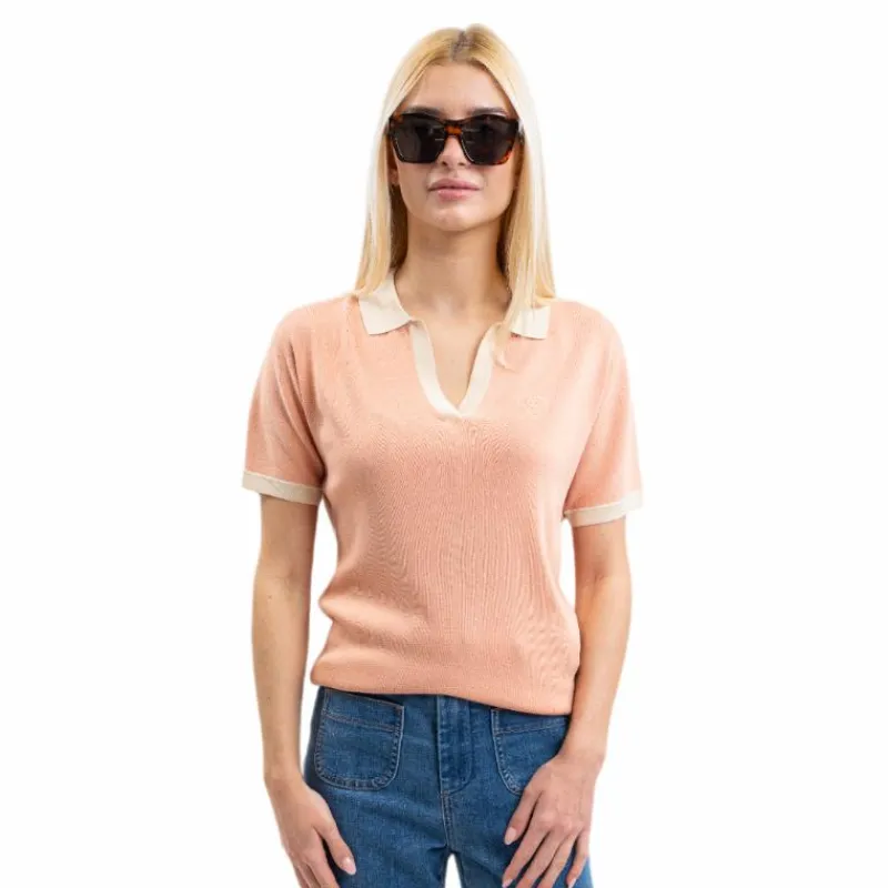 Online - Polo manches courtes femme Peach abricot Polos Et Chemises