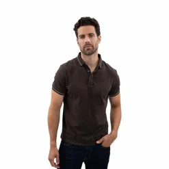 Polos Et Chemises*Harcour - Polo manches courtes homme Oscar cacao Marron