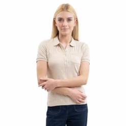 Polos Et Chemises*Harcour - Polo manches courtes femme Pamoly lin Beige