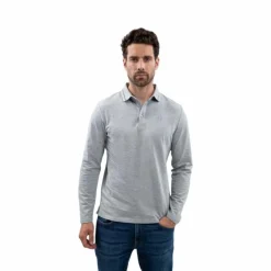 Polos Et Chemises|Polos Et Chemises*Harcour - Polo manches longues homme Malik chiné Gris