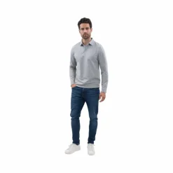 Polos Et Chemises|Polos Et Chemises*Harcour - Polo manches longues homme Malik chiné Gris