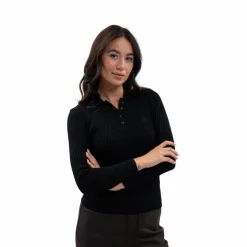 Polos Et Chemises*Harcour - Polo manches longues femme Aurore Noir