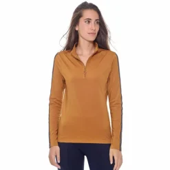 Hot - Polo manches longues chaud femme Pistach golden yellow Polos Et Chemises