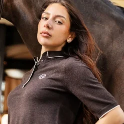Online - Polo manches mi-longues femme Amande cacao Polos Et Chemises