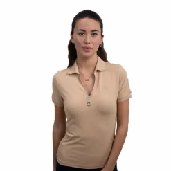 Polos Et Chemises*Harcour - Polo technique manches courtes femme Pimp sable Beige