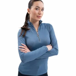 Discount - Polo technique manches longues femme Breezi steel blue Polos Et Chemises