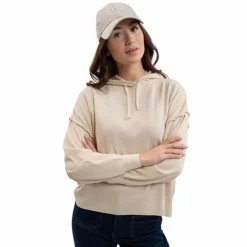 Online - Sweat à capuche manches longues femme Plume lin Pulls Et Gilets