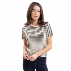 New - T-shirt manches courtes femme Tzimi lin/ marine T-Shirts Et Baselayers