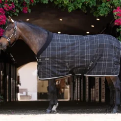 Couvertures Poneys|Couvertures Et Chemises*Horseware - Couverture de box Rhino Pony Stable VL / gris/ blanc à carreaux/ gris 250g Noir