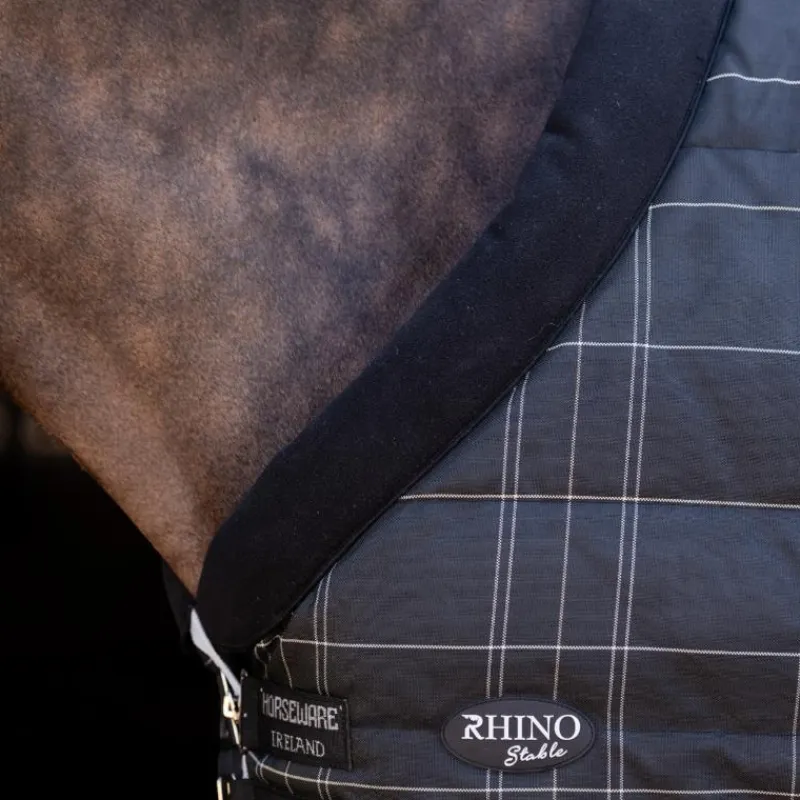 Couvertures Poneys|Couvertures Et Chemises*Horseware - Couverture de box Rhino Pony Stable VL / gris/ blanc à carreaux/ gris 250g Noir