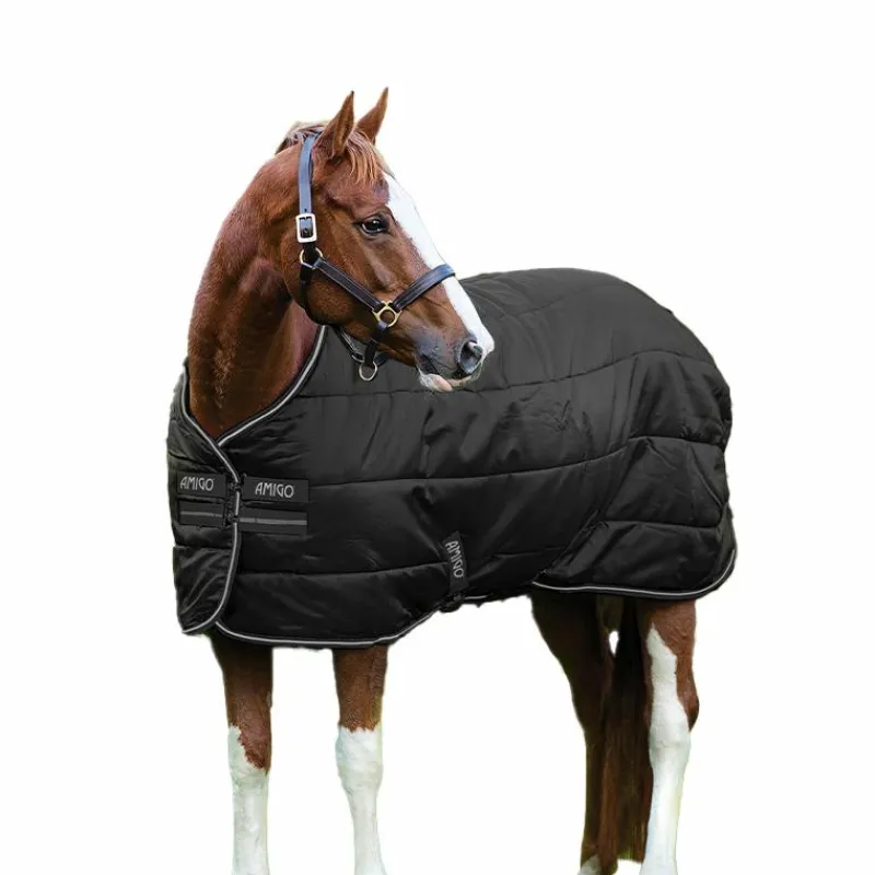 Couvertures Poneys|Couvertures Et Chemises*Horseware - Couverture de box Amigo Diamond Insulator / argent 200g Noir