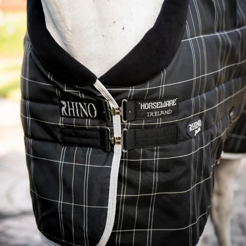 Couvertures Et Chemises*Horseware - Couverture de box Rhino Stable / gris/ blanc à carreaux/ gris 100g Noir