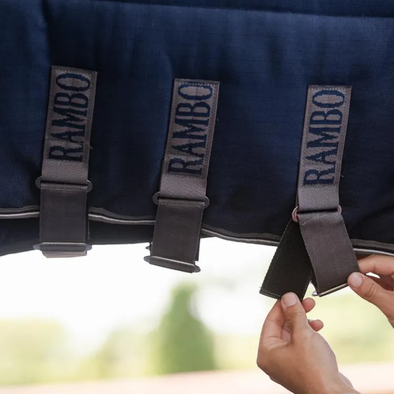 Hot - Couverture de box Rambo Optimo Stable Plus / thunderstorm grey/ argent 400g Couvertures Et Chemises