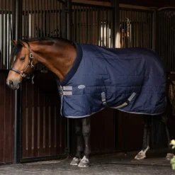 Couvertures Et Chemises*Horseware - Couverture de box Rhino Stable VL / titanium grey/ classic blue 350g Marine