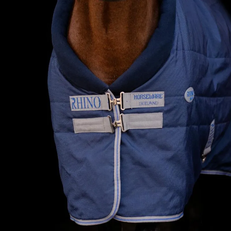 Couvertures Et Chemises*Horseware - Couverture de box Rhino Stable VL / titanium grey/ classic blue 350g Marine