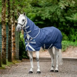 Couvertures Et Chemises*Horseware - Couverture d'extérieur Rhino Pony Plus / titanium grey/ classic blue 250g Marine
