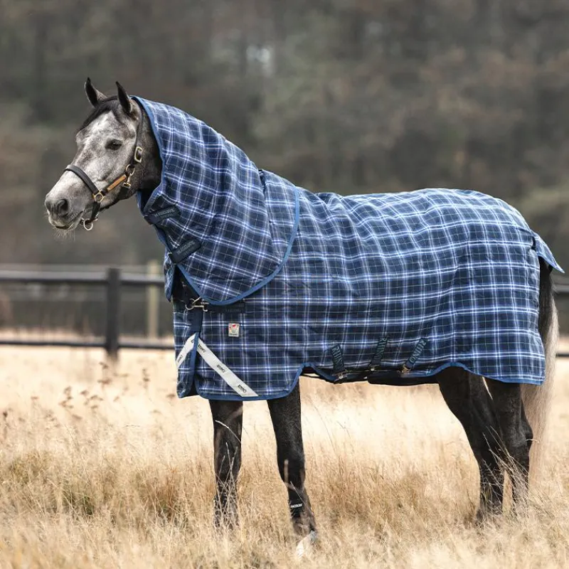 Couvertures Poneys|Couvertures Et Chemises*Horseware - Couverture d'extérieur Rhino plus Vari Layer avec couvre-cou à carreaux/ indigo 450g Marine