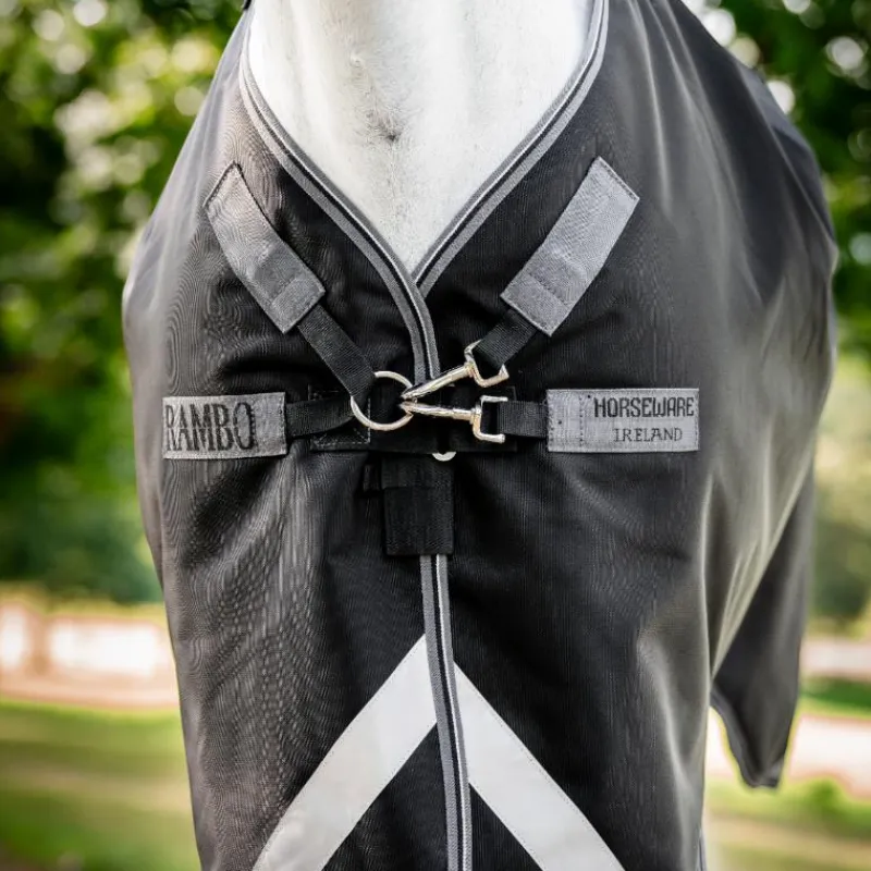 Couvertures Et Chemises*Horseware - Couverture d'extérieur Rambo Turnout VL / thunderstorm grey/ argent 250g Noir