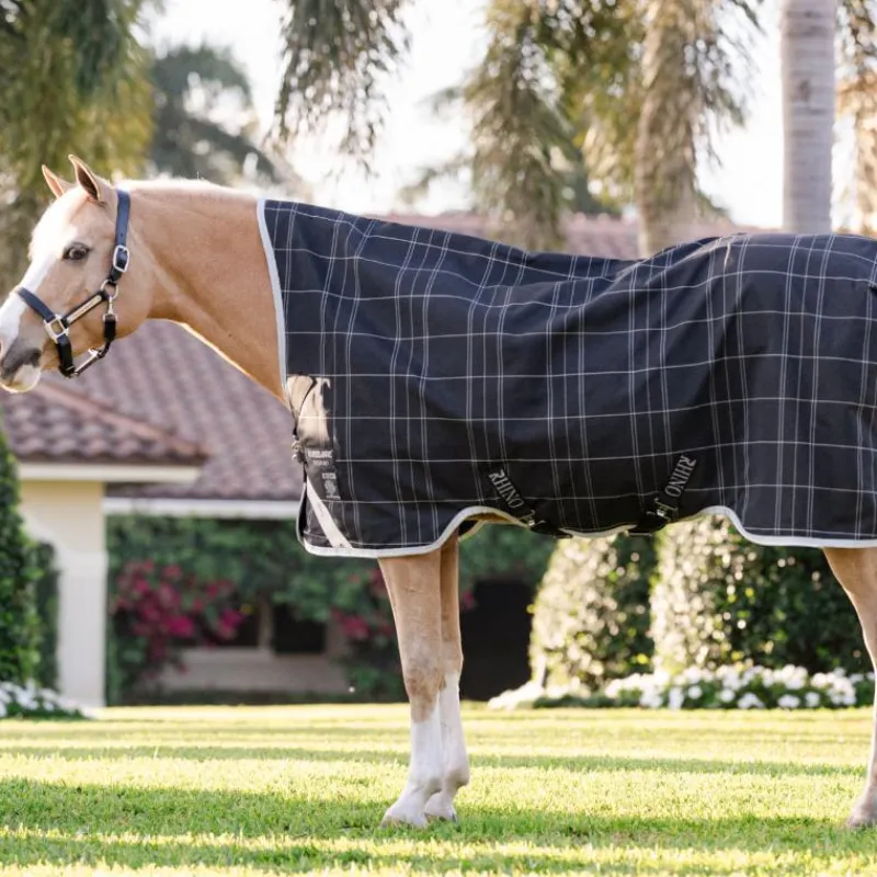 Couvertures Poneys|Couvertures Et Chemises*Horseware - Couverture d'extérieur Rhino Wug Pony Turnout VL / gris/ blanc à carreaux 250g Noir