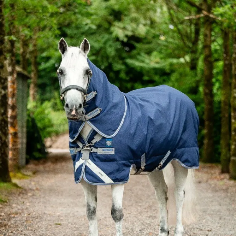 Couvertures Poneys|Couvertures Et Chemises*Horseware - Couverture d'extérieur Rhino Plus Pony Turnout / titanium grey/ classic blue 100g Marine