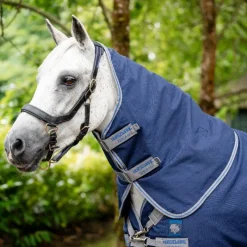 Couvertures Poneys|Couvertures Et Chemises*Horseware - Couverture d'extérieur Rhino Plus Pony Turnout / titanium grey/ classic blue 100g Marine