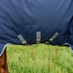 Couvertures Et Chemises*Horseware - Couverture d'extérieur Rhino Plus Turnout / titanium grey/ classic blue 100g Marine