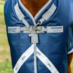 Couvertures Et Chemises*Horseware - Couverture d'extérieur Amigo Bravo 12 Plus Turnout / titanium grey/ argent 400g Marine