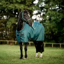 Sale - Couure d'extérieur Amigo Ripstop Fleece Lined Turnout dynasty green/ marine/ argent 50g Couvertures Et Chemises