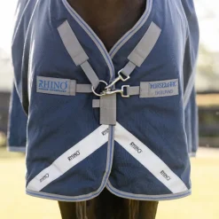 Couvertures Et Chemises*Horseware - Couverture d'extérieur Rhino Turnout / titanium grey/ classic blue 100g Marine