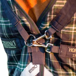 Couvertures Poneys|Couvertures Et Chemises*Horseware - Couverture d'extérieur Rhino Wug encolure montante / vert à carreaux 250g Marine